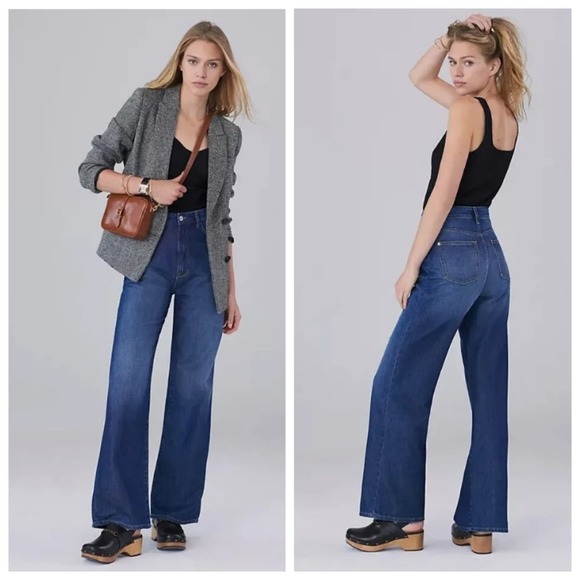 Anthropologie Pilcro Jeans The Annie High Rise Wide Leg Blue Denim - Picture 1 of 11